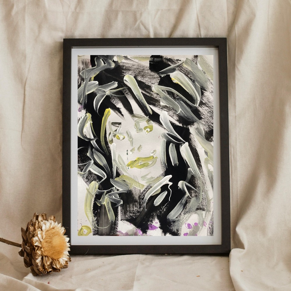 OMAN Dolly Parton Abstract Pop Art Portrait Painting 8.5x11 Paper